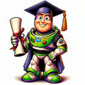 Graduating Buzz Lightyear DTF ready to press iron on transfer for clothing t-shirts and hoodies