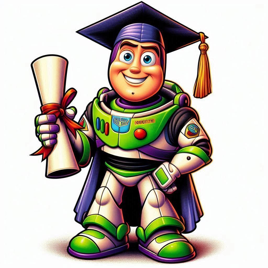 Graduating Buzz Lightyear DTF ready to press iron on transfer for clothing t-shirts and hoodies