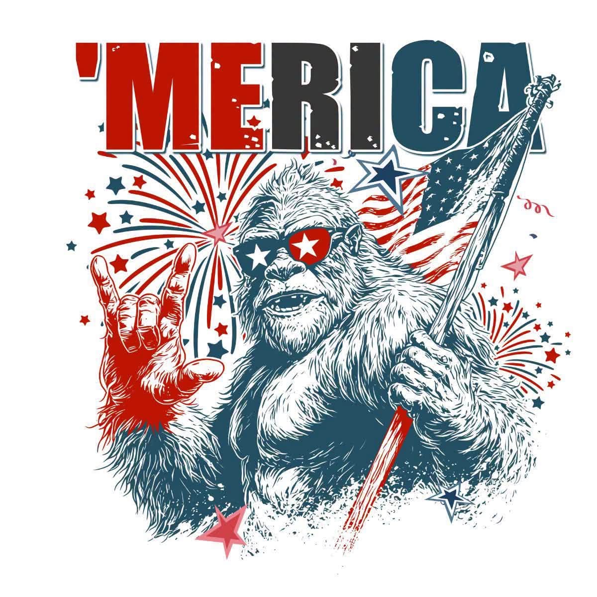 'Merica 4th of July DTF ready to press iron on transfer for clothing t-shirts and hoodies