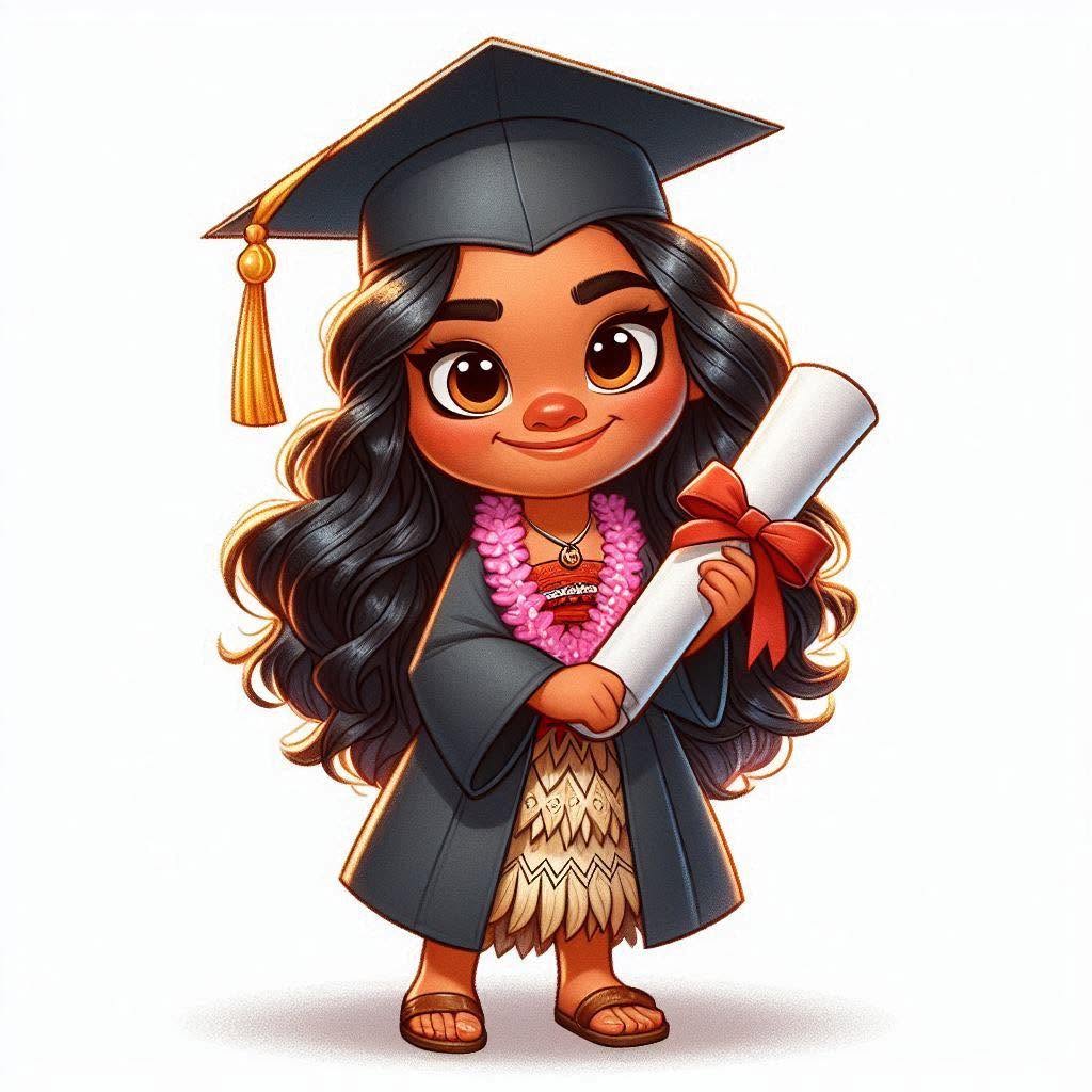 Graduating Moana DTF ready to press iron on transfer for clothing t-shirts and hoodies