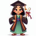 Graduating Mulan Disney Princess DTF ready to press iron on transfer for clothing t-shirts and hoodies