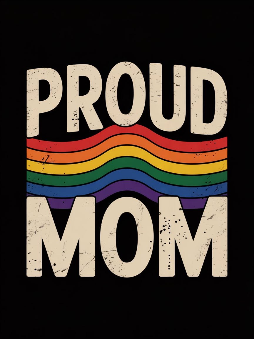 PROUD MOM PRIDE DTF ready to press iron on transfer for clothing t-shirts and hoodies