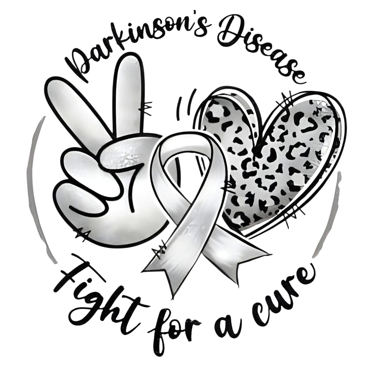 Parkinson's Disease Awareness DTF ready to press iron on transfer for clothing t-shirts and hoodies