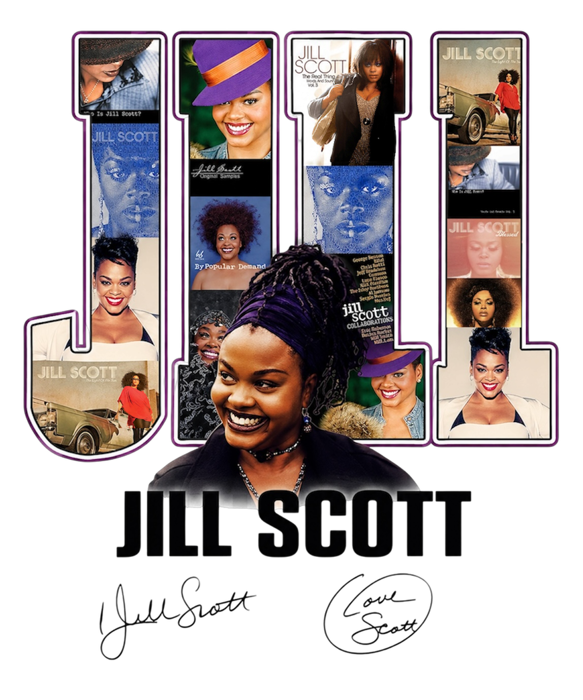 Jill Scott DTF ready to press iron on transfer for clothing t-shirts and hoodies