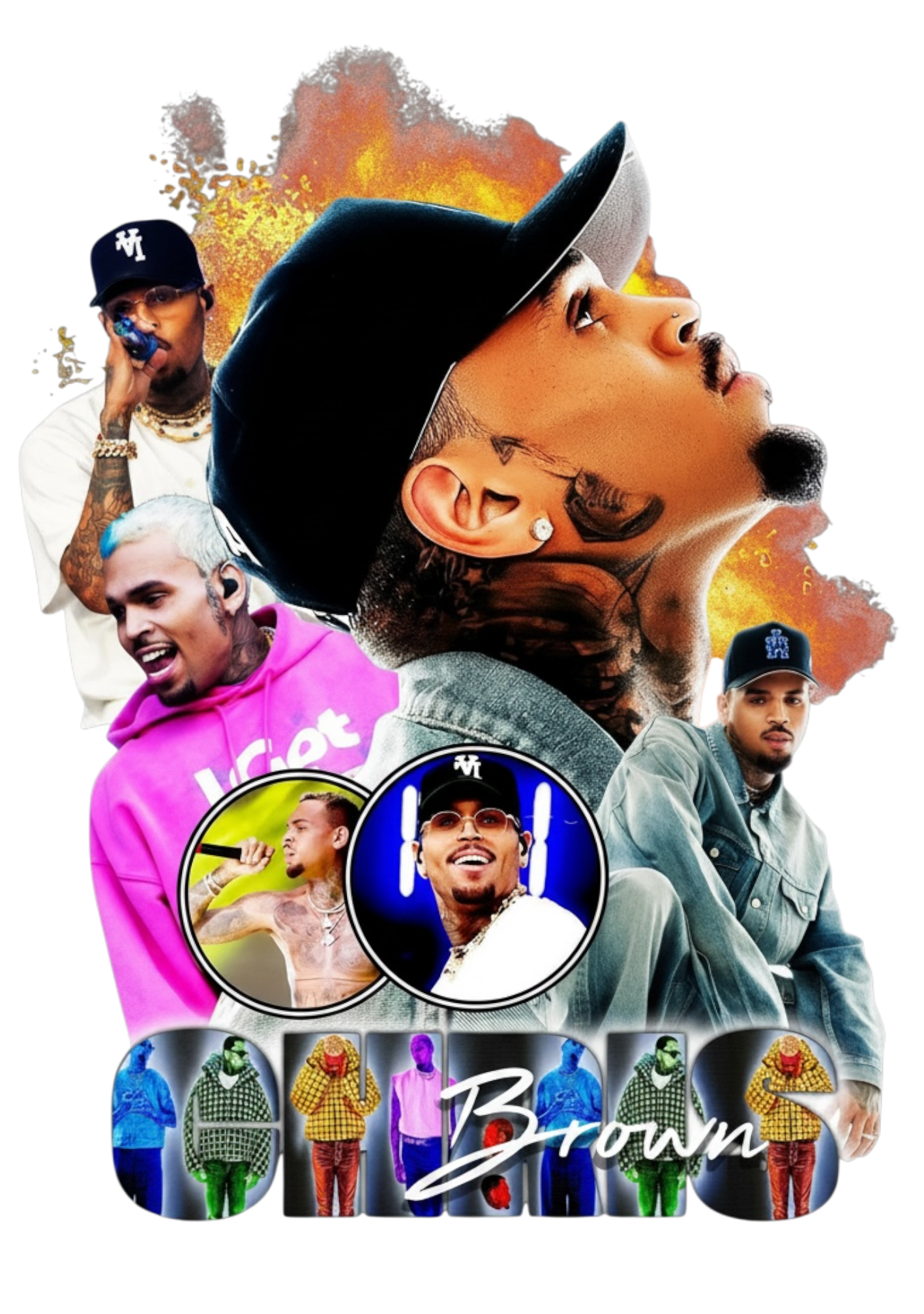 Chris Brown DTF ready to press iron on transfer for clothing t-shirts and hoodies concert ready