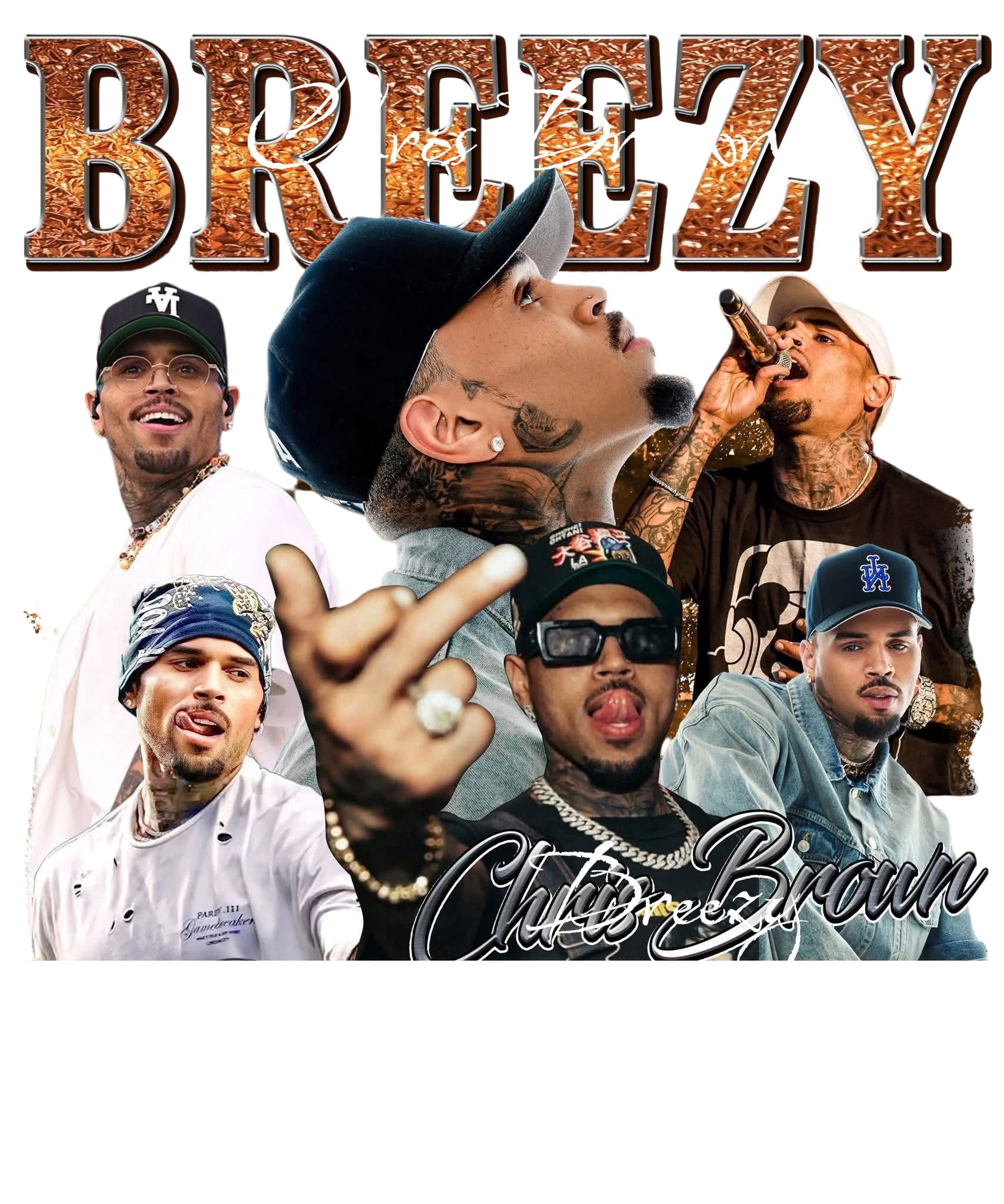 Chris Brown Breezy DTF ready to press iron on transfer for clothing t-shirts and hoodies concert ready