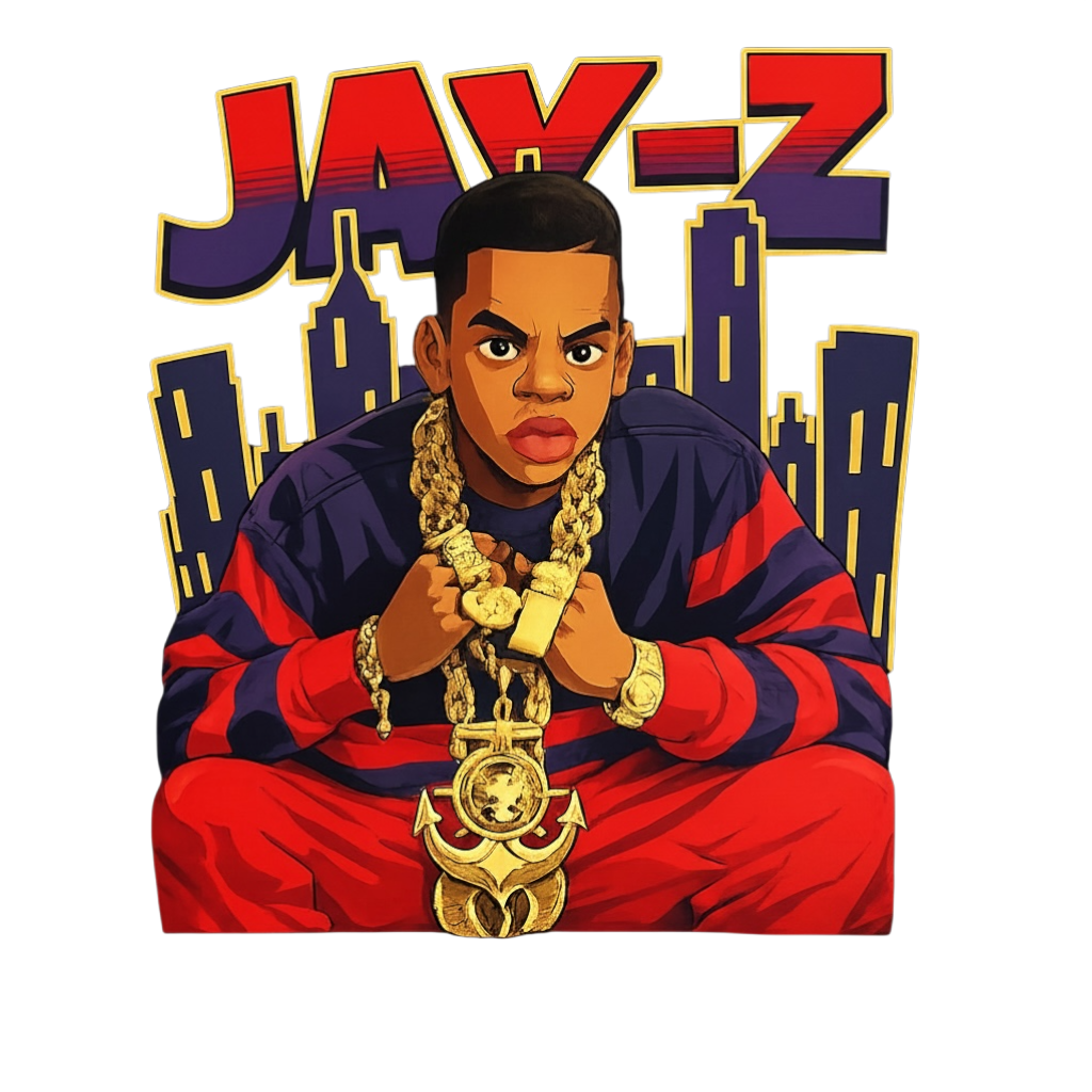 Jay Z cartoon DTF ready to press iron on transfer for clothing t-shirts and hoodies concert ready