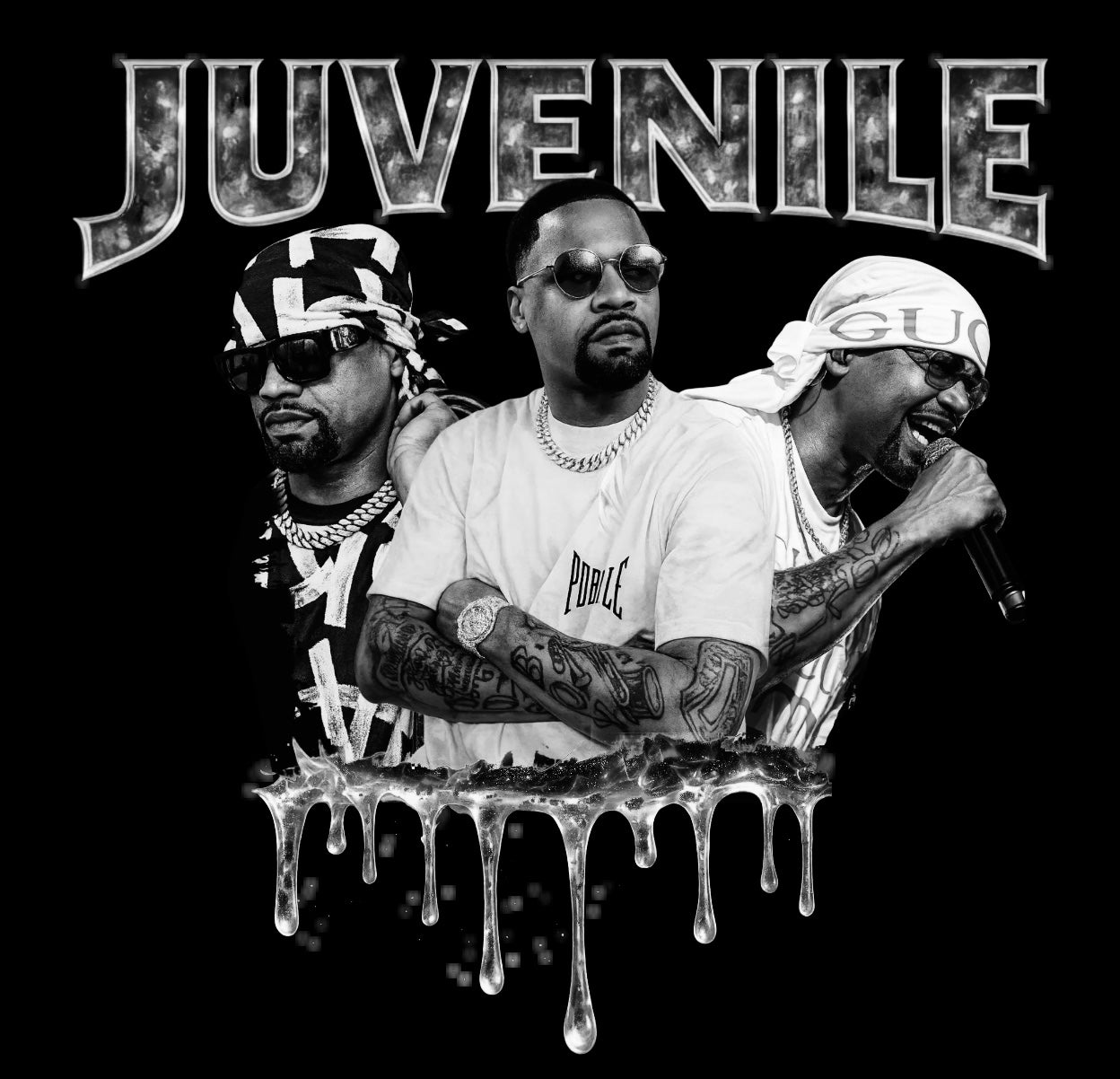 Juvenile DTF B&W ready to press iron on transfer for clothing t-shirts and hoodies concert ready