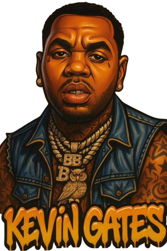 Kevin Gates DTF ready to press iron on transfer for clothing t-shirts and hoodies concert ready
