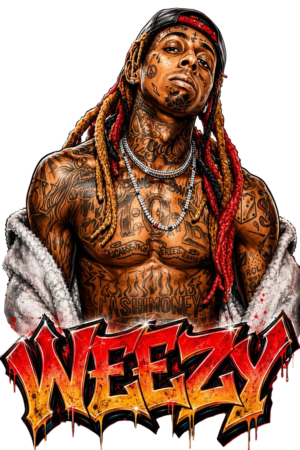 Lil Wayne Weezy DTF ready to press iron on transfer for clothing t-shirts and hoodies concert ready