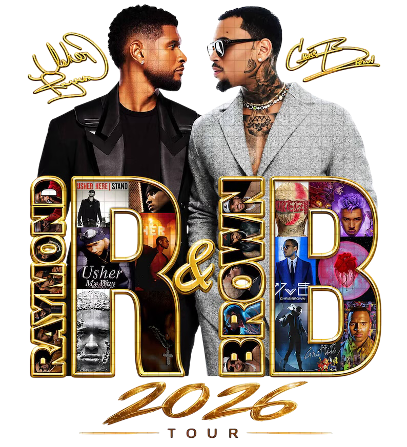Chris Brown and Usher R&B Tour Gold 2026  DTF ready to press iron on transfer for clothing t-shirts and hoodies concert ready