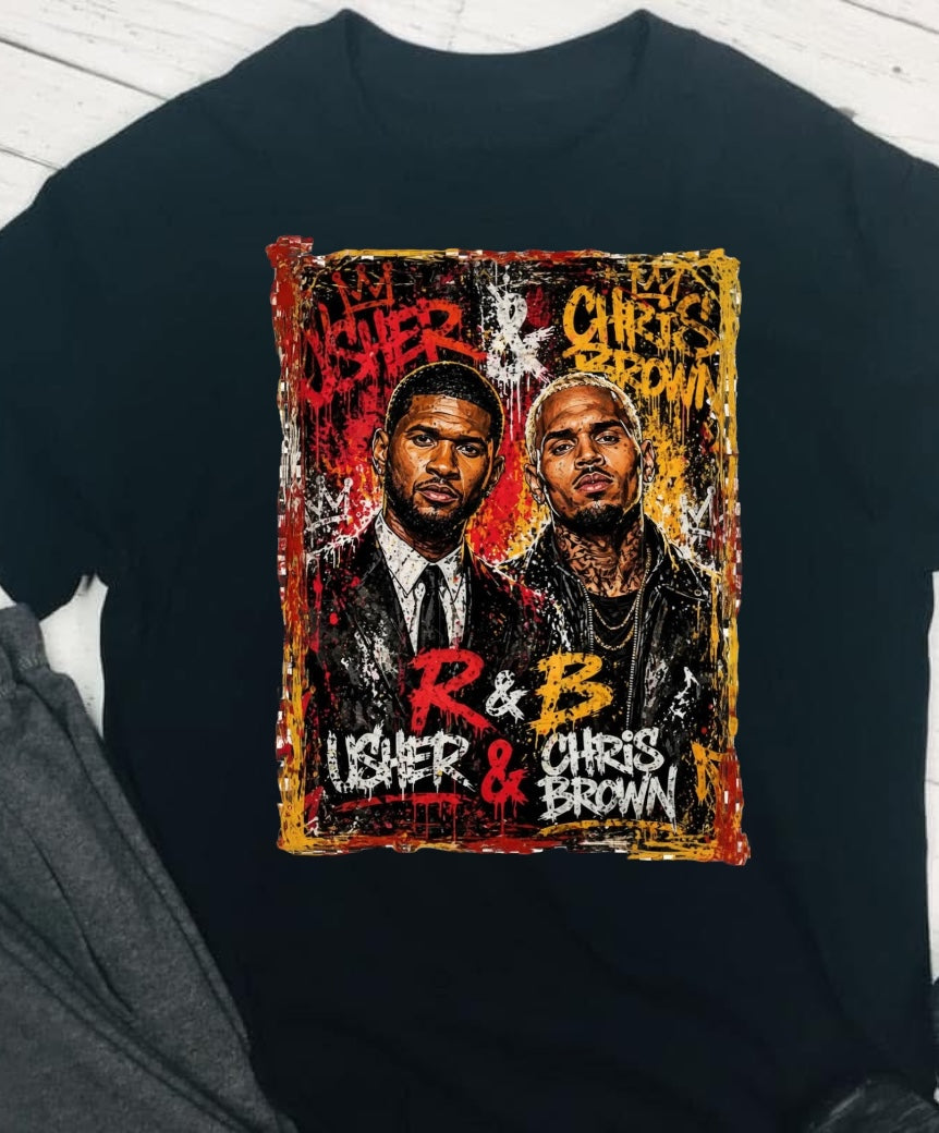Usher & Chris Brown R&B Tour yellow/red artistic design concert ready