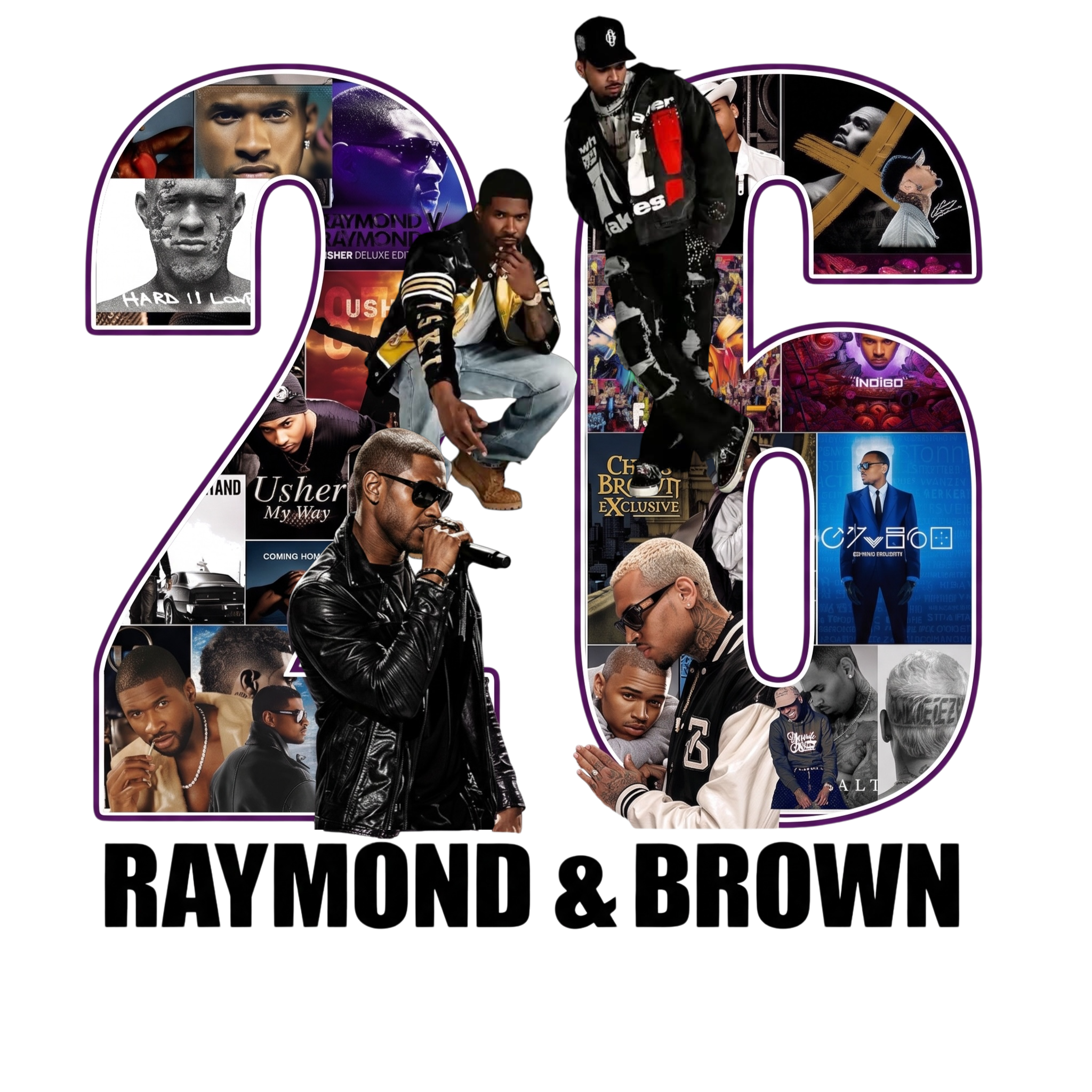26 Chris Brown and Usher R&B Tour concert 2026 DTF Ready to press iron on transfer for clothing t-shirts and hoodies
