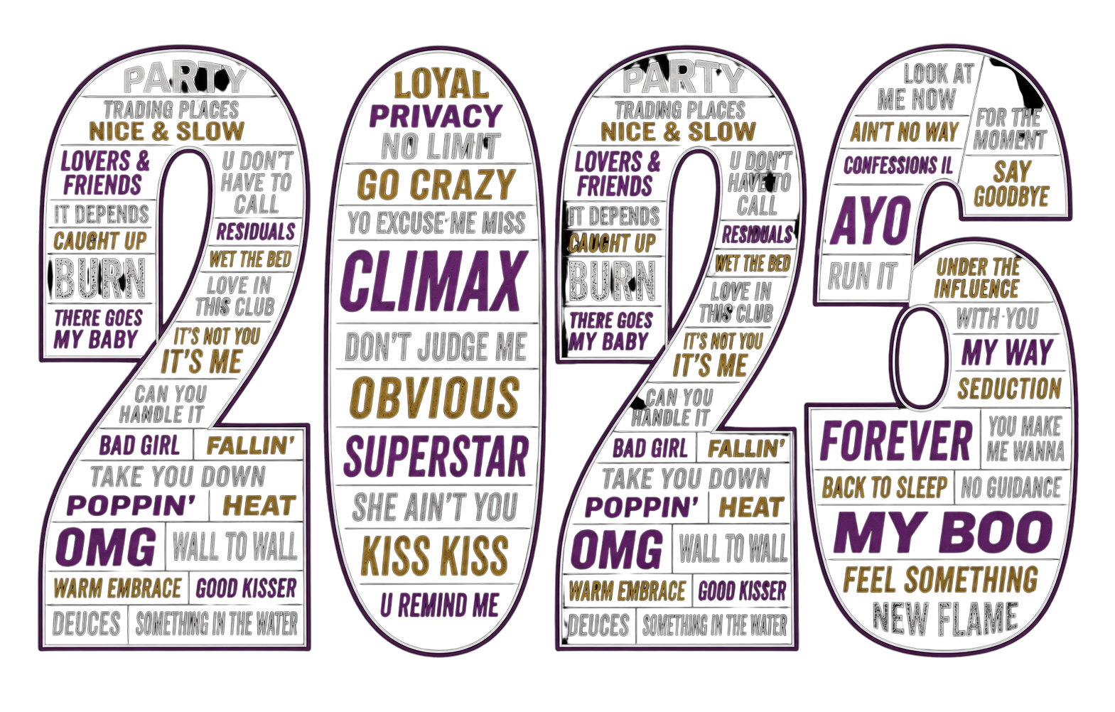 2026 Set List Chris Brown and Usher R&B Tour concert 2026 DTF Ready to press iron on transfer for clothing t-shirts and hoodies