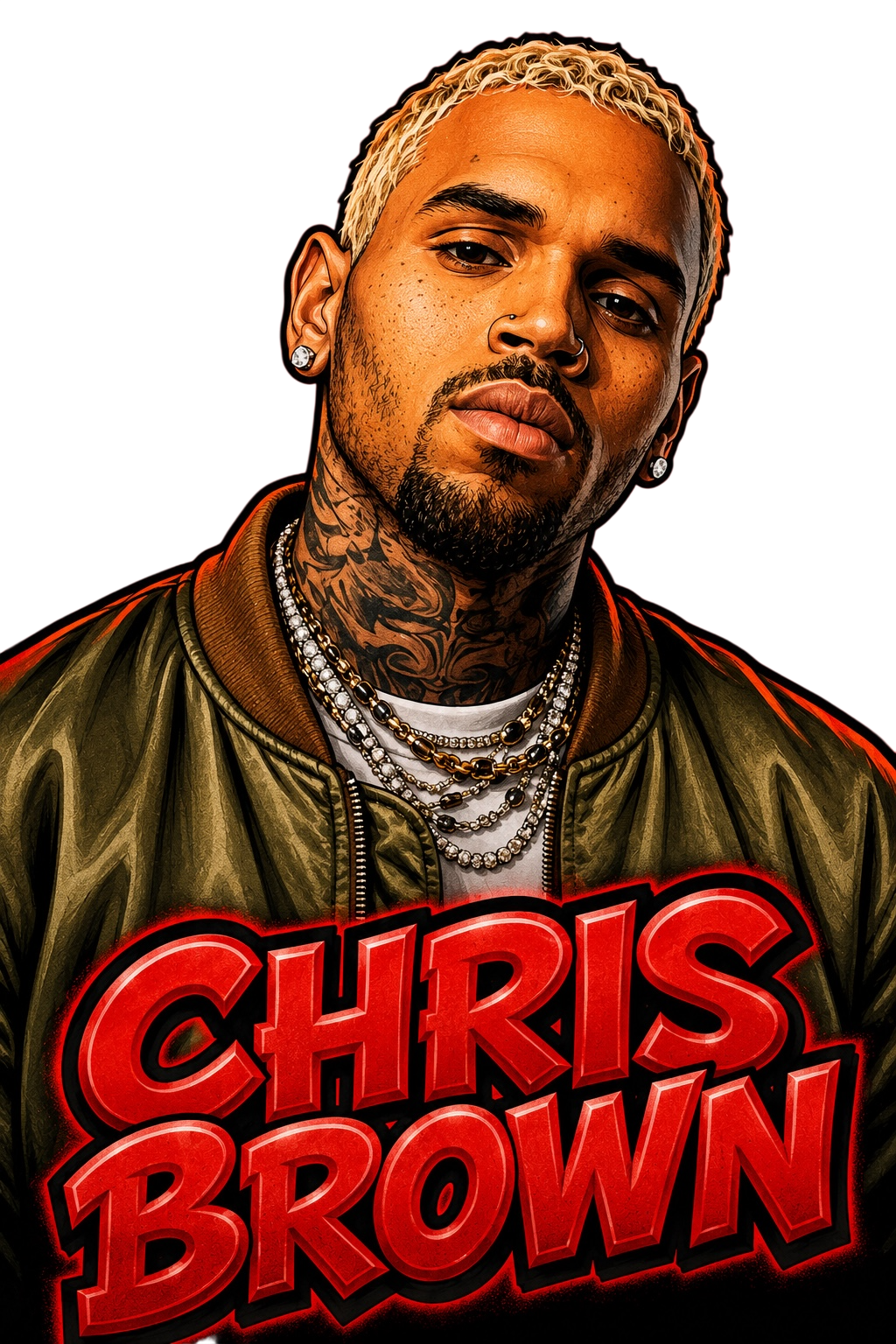 Chris Brown Digital Drawing DTF iron on transfer for clothing t-shirts etc concert ready