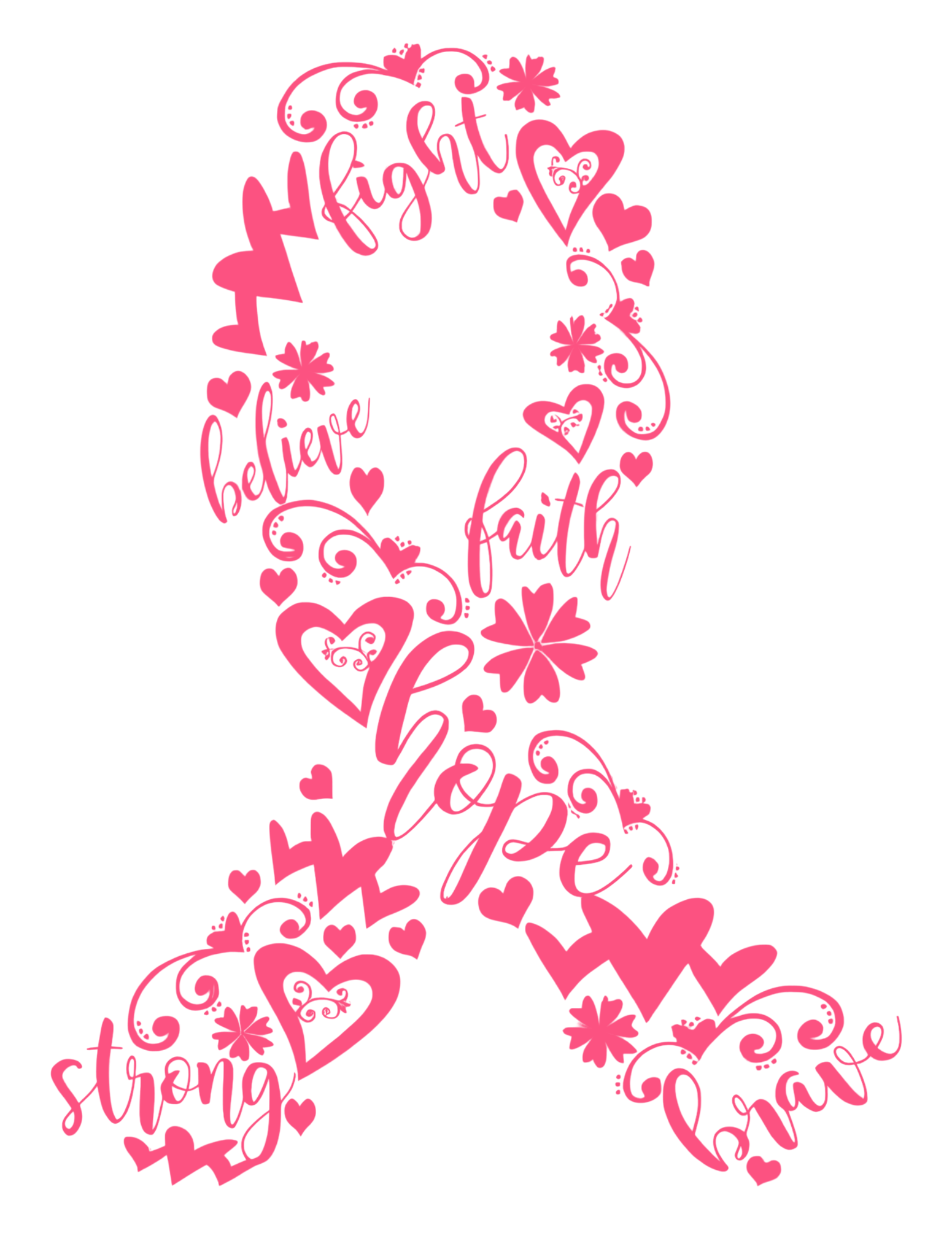 Breast Cancer Awareness Ribbon DTF ready to press iron on transfer for clothing t-shirts and hoodies