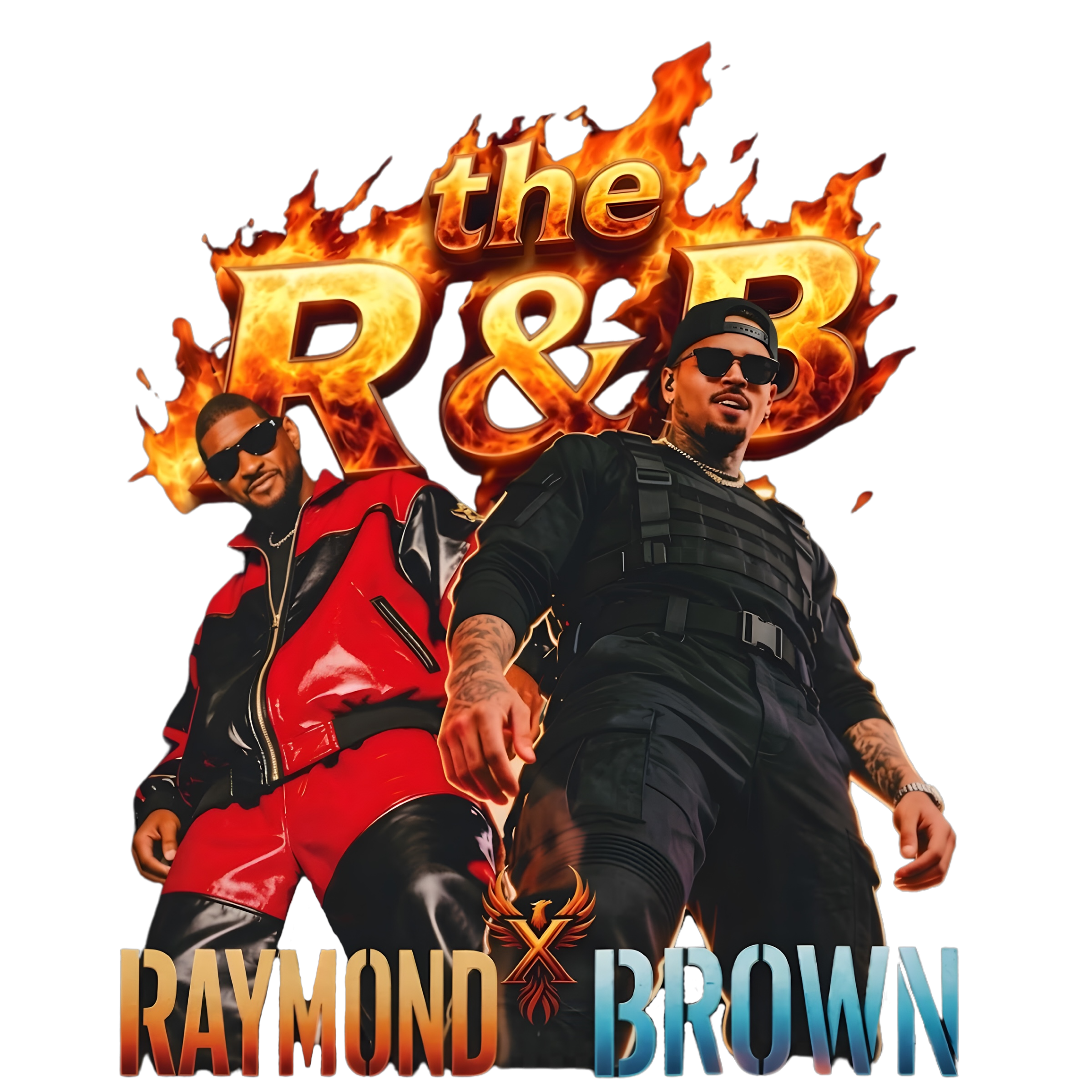 2026 Chris Brown and Usher R&B Tour concert DTF Ready to press iron on transfer for clothing t-shirts and hoodies