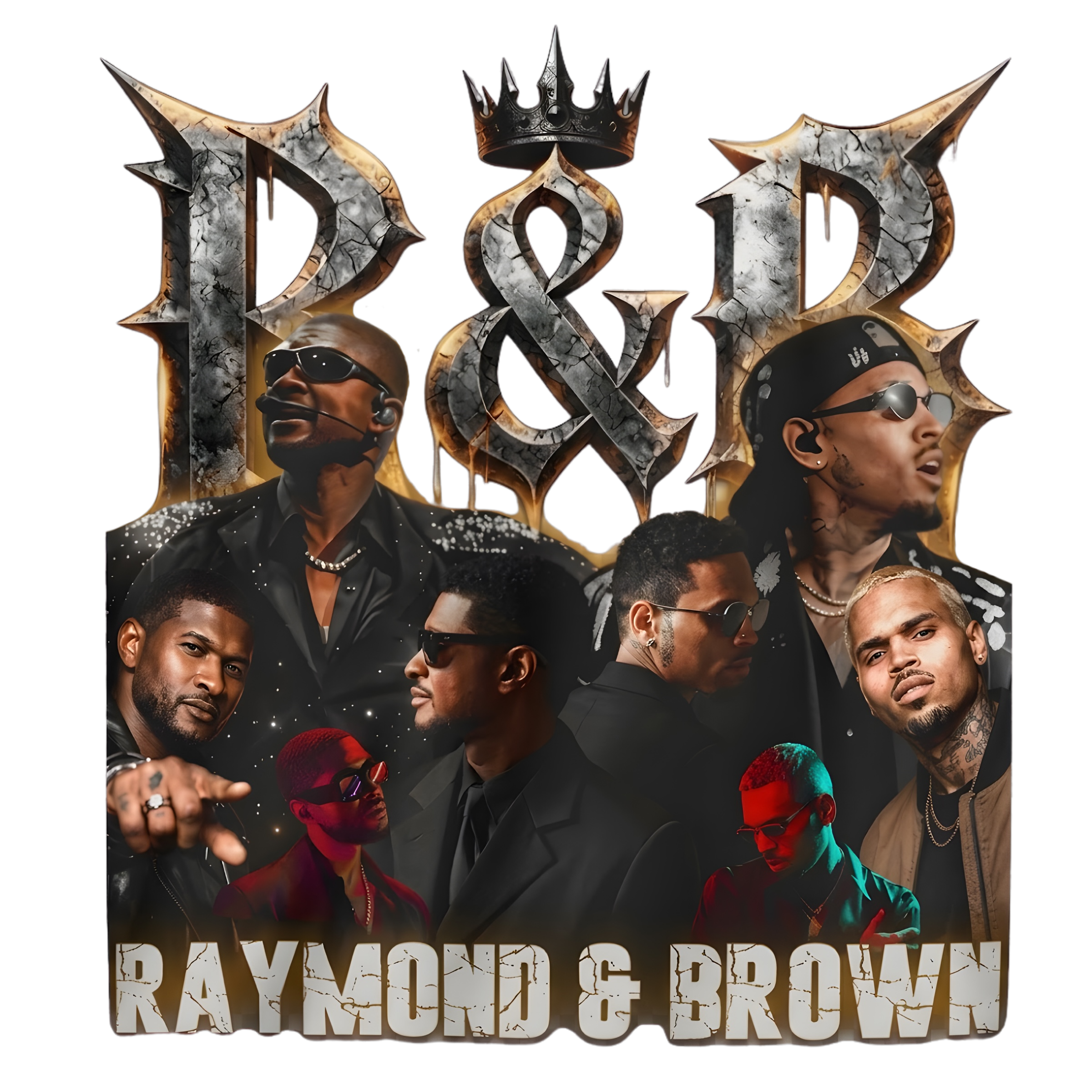 Chris Brown and Usher R&B Tour concert DTF Ready to press iron on transfer for clothing t-shirts and hoodies