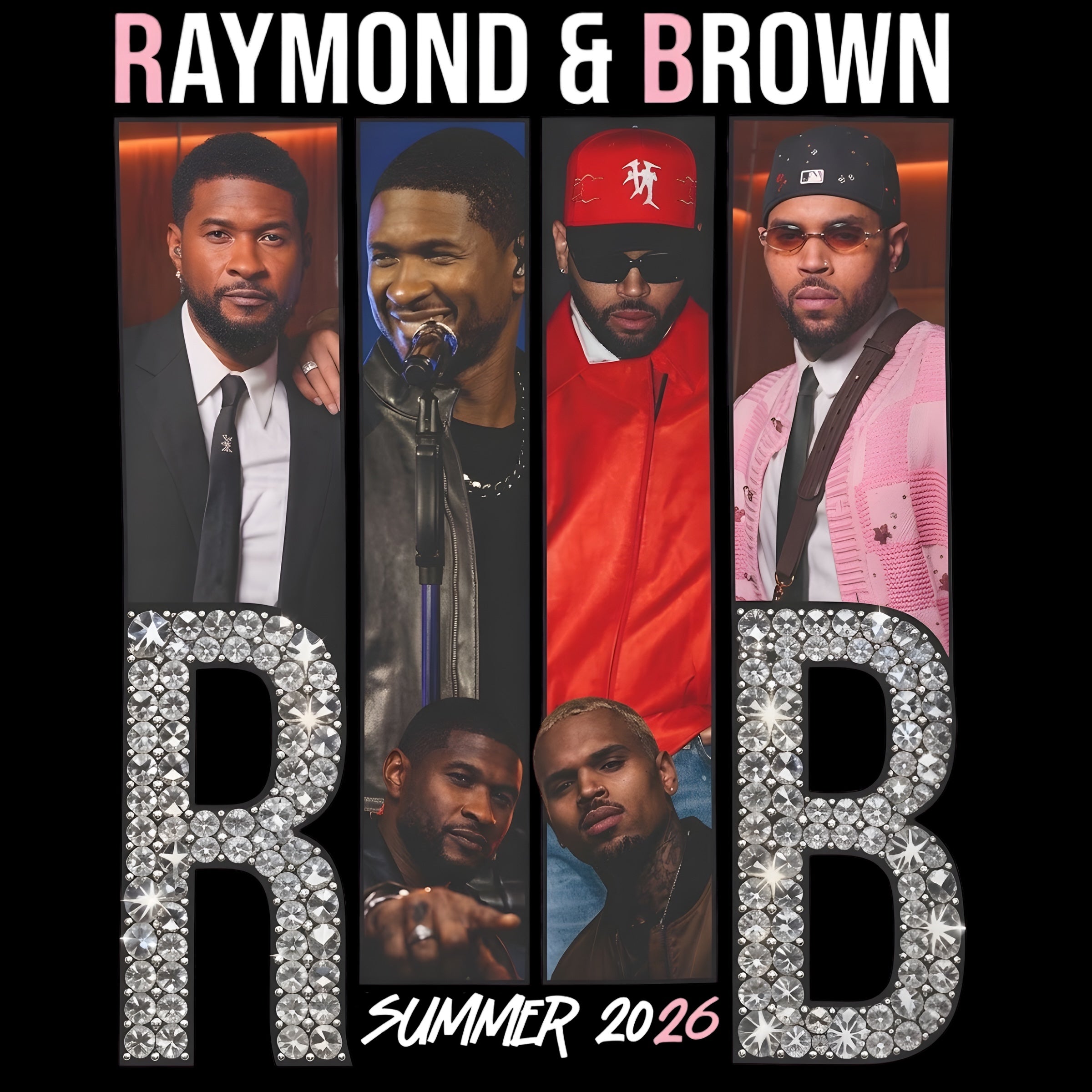 Chris Brown and Usher R&B Tour concert DTF Ready to press iron on transfer for clothing t-shirts and hoodies concert ready