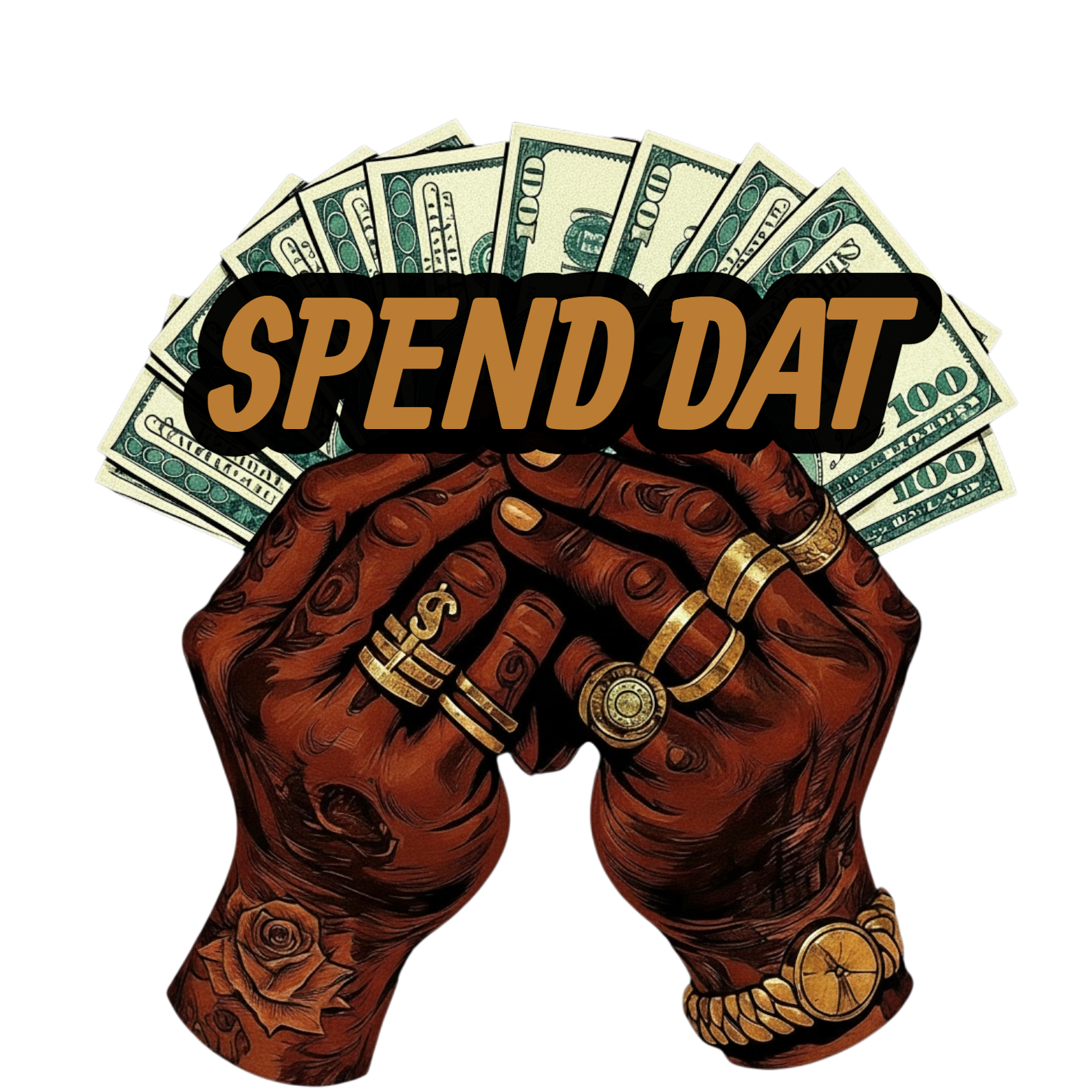 SPEND DAT green DTF ready to press iron on transfer for clothing t-shirts and hoodies