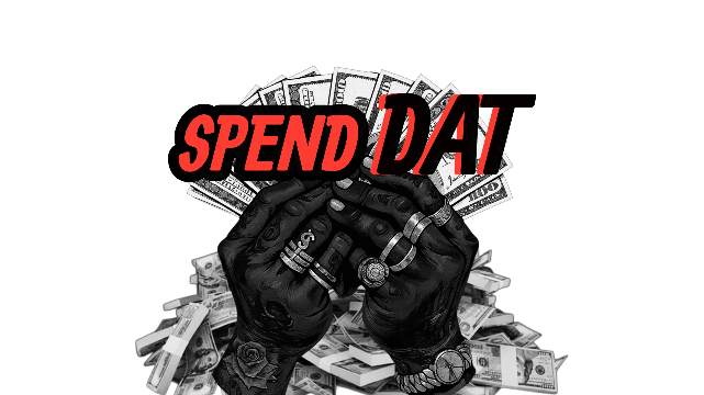 SPEND DAT black/white/red money stash DTF ready to press iron on transfer for clothing t-shirts and hoodies