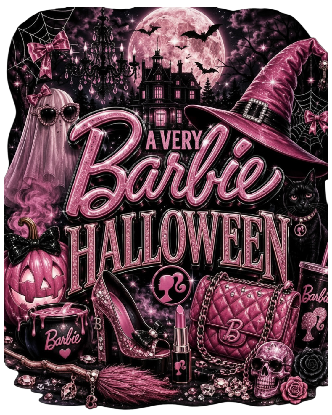 A very barbie Halloween DTF ready to press iron on transfer for clothing t-shirts and hoodies