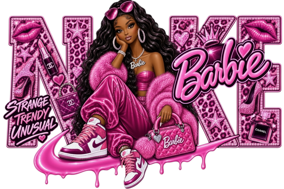 Nke Barb with pInk DTF ready to press iron on transfer for clothing t-shirts and hoodies