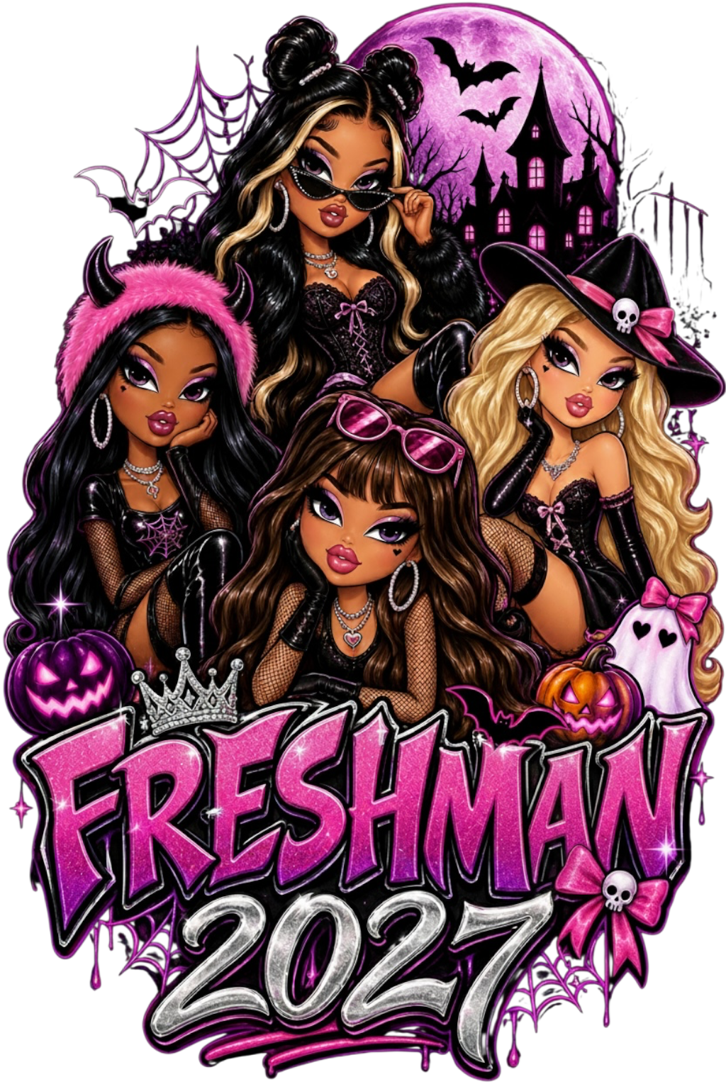 Freshman 2027 Bratz Halloween DTF ready to press iron on transfer for clothing t-shirts and hoodies