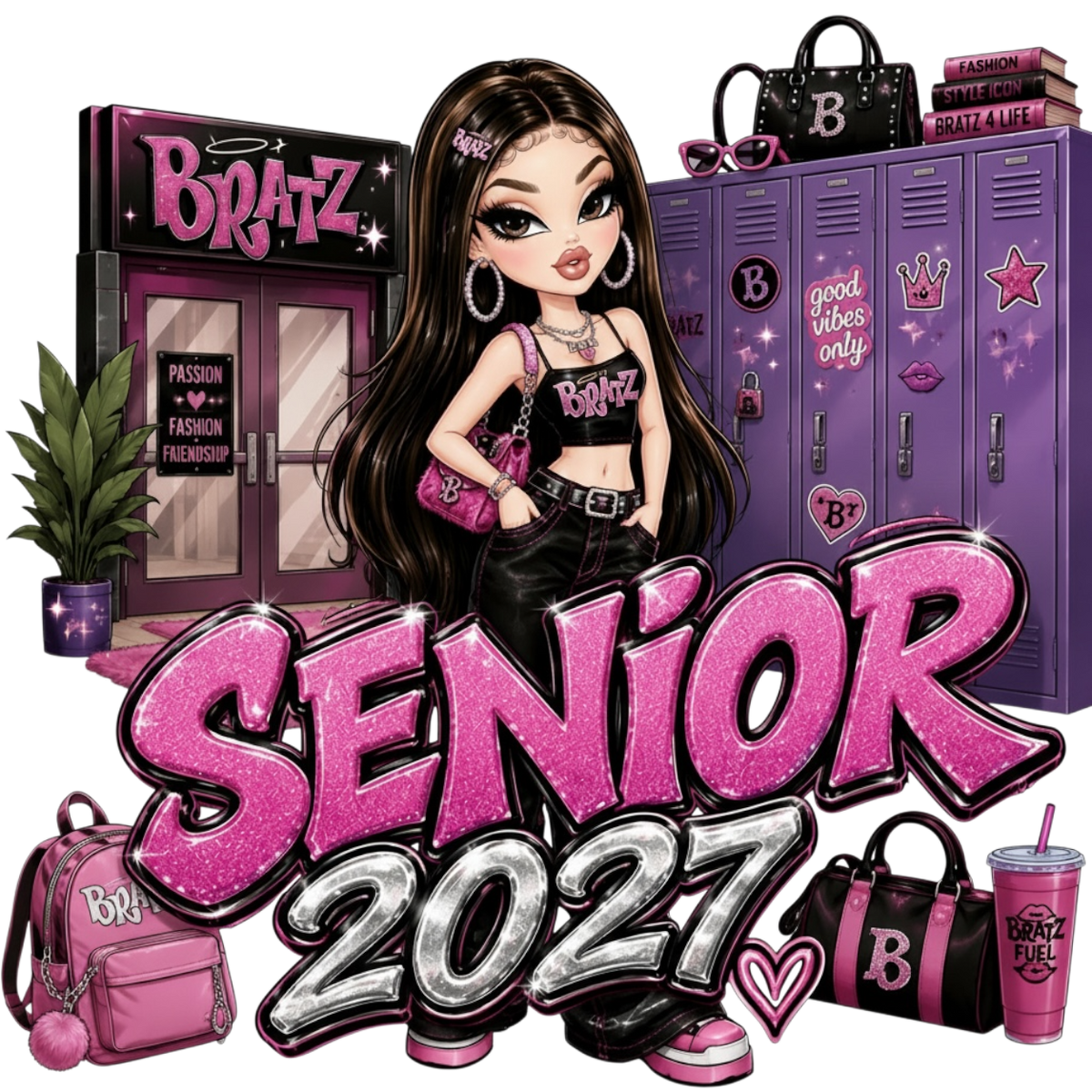 Senior 2027 Bratz DTF ready to press iron on transfer for clothing t-shirts and hoodies