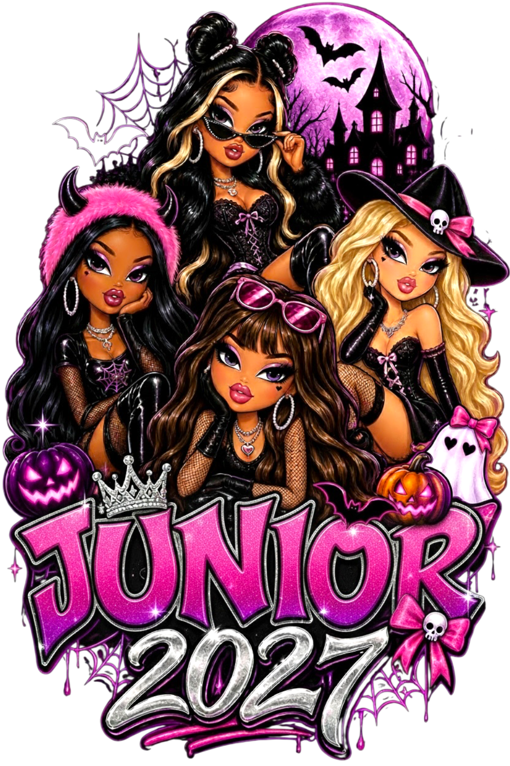 Junior 2027 Bratz Halloween DTF ready to press iron on transfer for clothing t-shirts and hoodies
