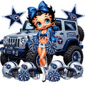 Tennessee Titans Football Cheerleader Betty Boop with Team Car DTF ready to press iron on transfer for clothing t-shirts and hoodies