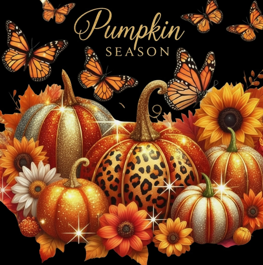 Pumpkin Season Fall Vibes DTF ready to press iron on transfer for clothing t-shirts and hoodies