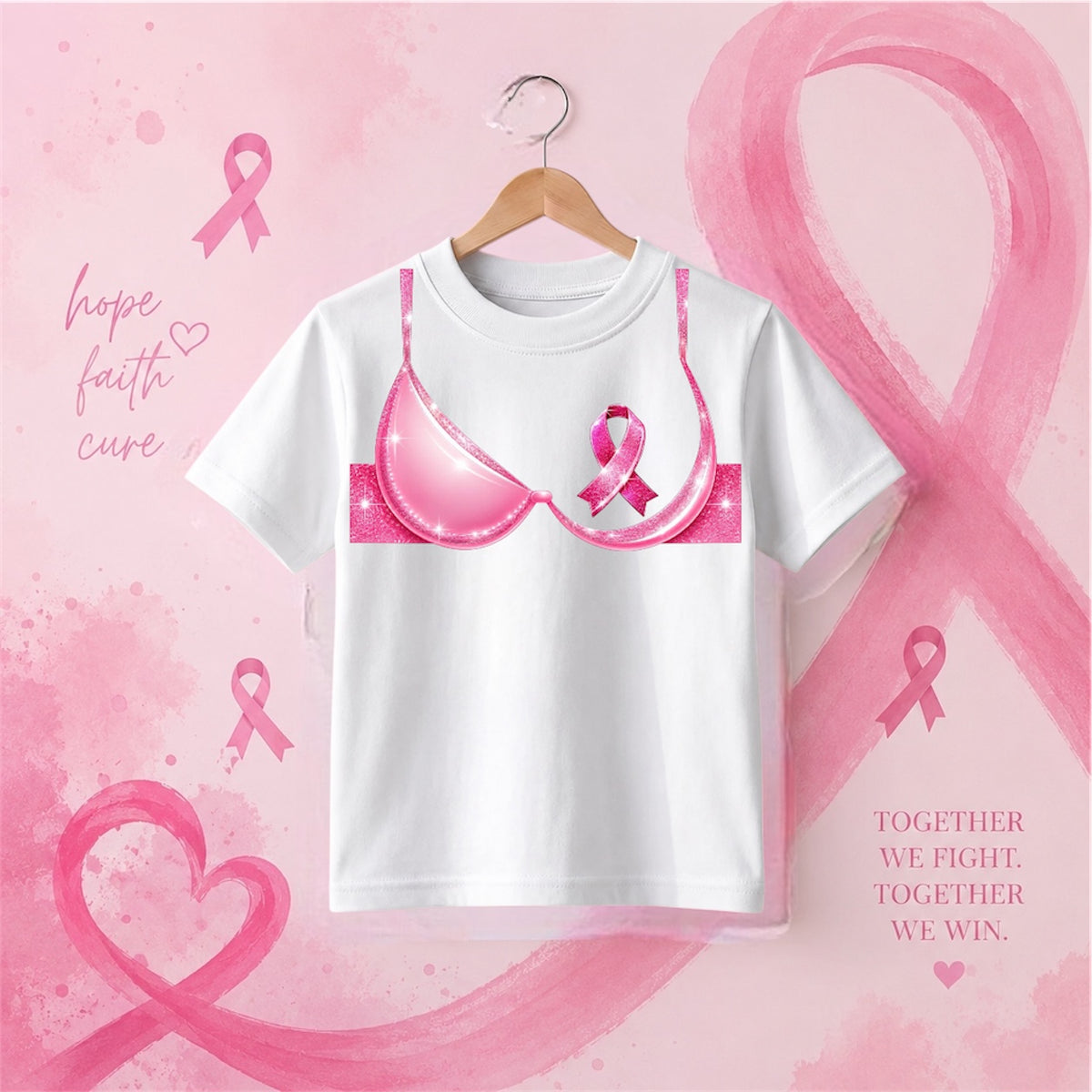 Breast Cancer Awareness Pink Bra DTF T-Shirt