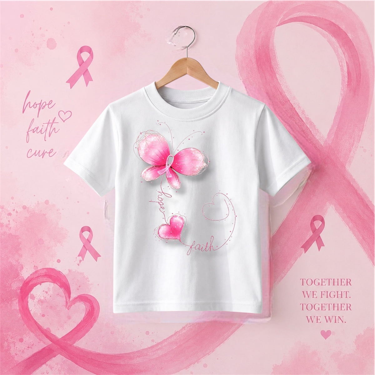 Breast Cancer Awareness Butterfly DTF T-Shirt