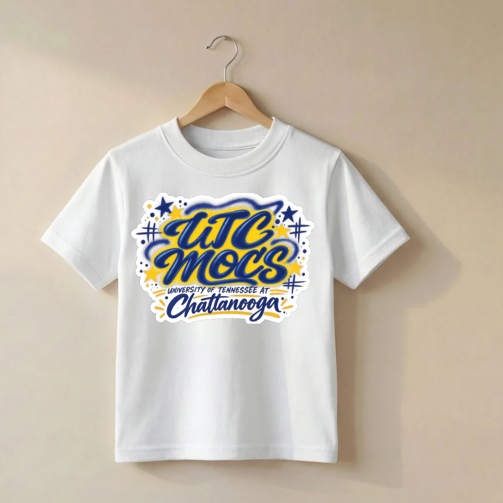University of Tennessee at Chattanooga UTC MOCS white outline DTF T-Shirt Game Ready