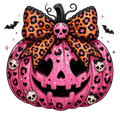 Pink Girly Jack-O-Lantern Halloween Christmas DTF ready to press iron on transfer for clothing t-shirts and hoodies