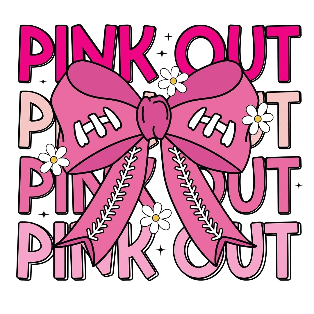 Pink Out Football Breast Cancer Awareness DTF ready to press iron on transfer for clothing t-shirts and hoodies