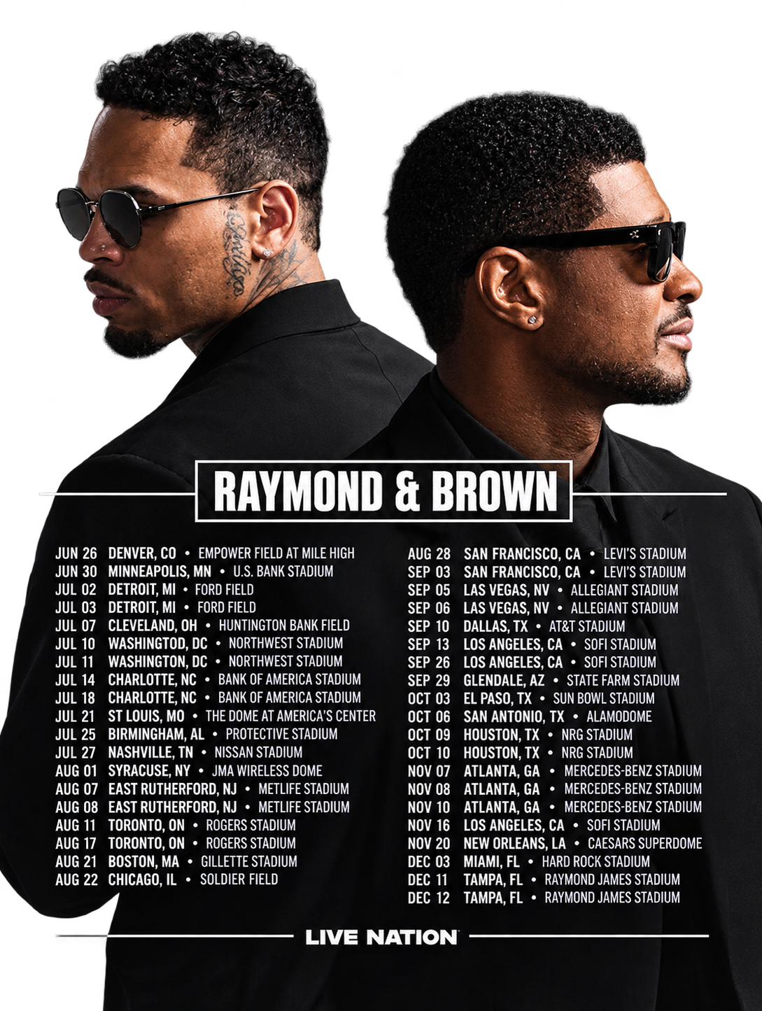 Chris Brown and Usher with R&B Newest Tour Dates DTF ready to press iron on transfer for clothing concert ready
