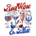 Red Wine and Blue 4th of July DTF ready to press iron on transfer for clothing t-shirts and hoodies