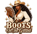 Black Rodeo Boots on the ground DTF ready to press iron on transfer for clothing t-shirts and hoodies