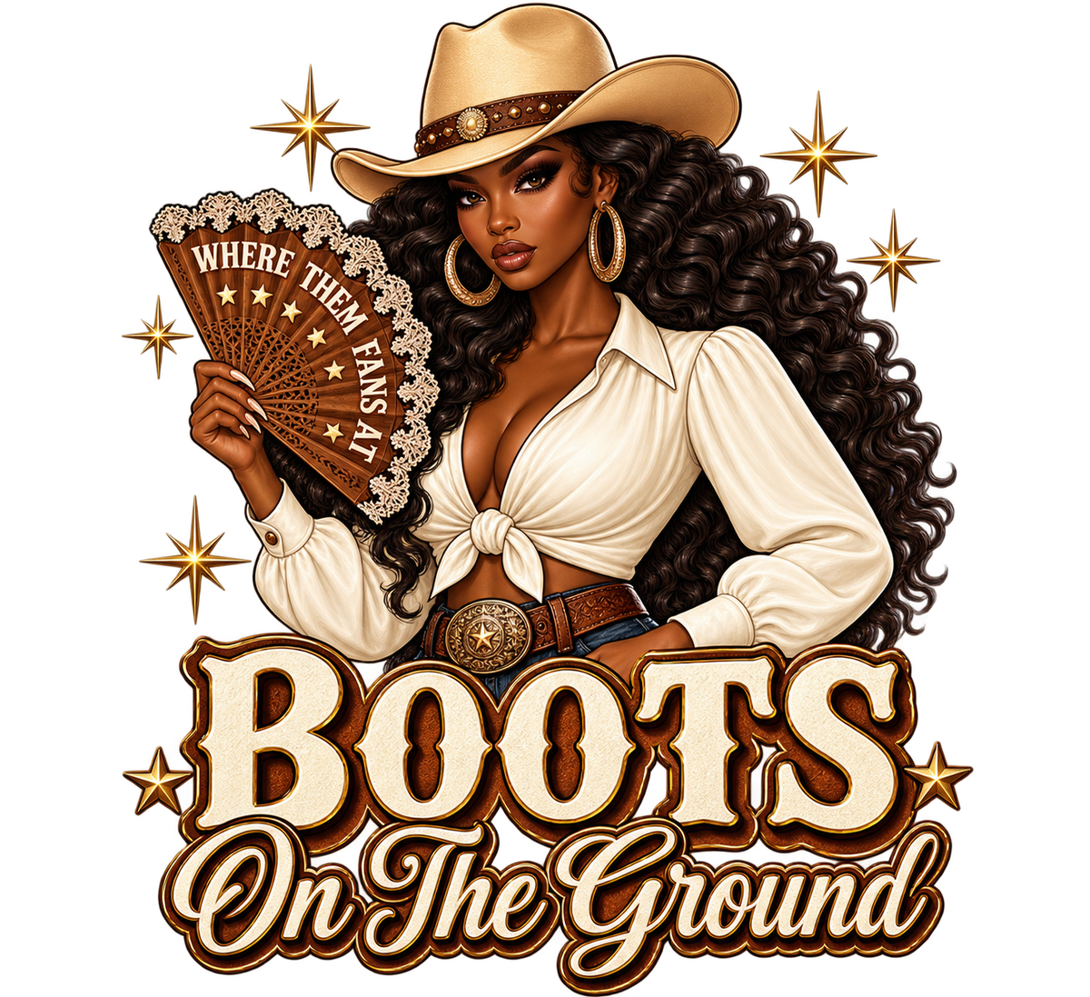 Black Rodeo Boots on the ground DTF ready to press iron on transfer for clothing t-shirts and hoodies