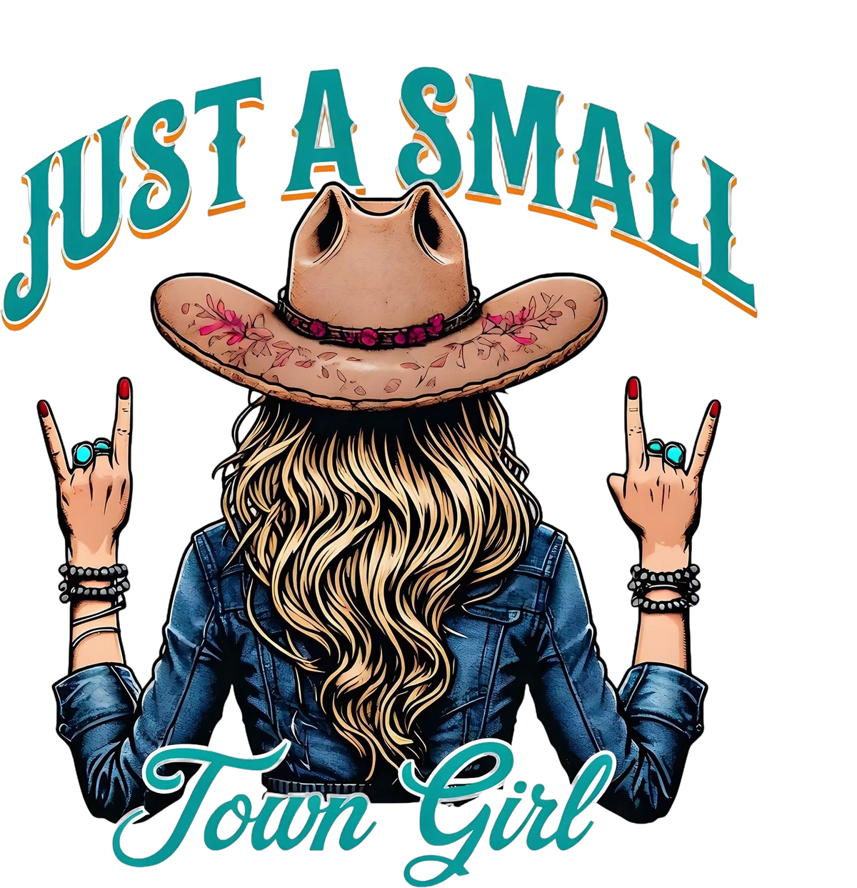 Just a small town girl Rodeo Cowgirl DTF ready to press iron on transfer for clothing t-shirts and hoodies