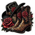 Rodeo Cowgirl Boots DTF ready to press iron on transfer for clothing t-shirts and hoodies