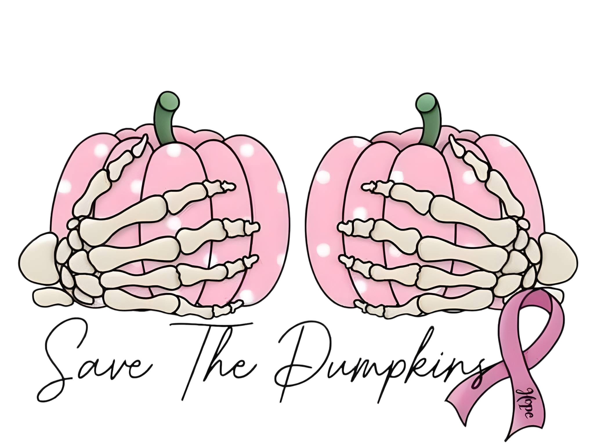 Save The Pumpkins Breast Cancer Awareness DTF ready to press iron on transfer for clothing t-shirts and hoodies