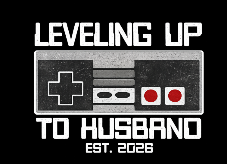 Leveling Up to Husband DTF iron on transfer for clothing t-shirts etc weddings bridal party gamers