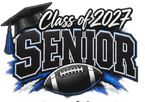 Class of 2027 Senior Football DTF ready to press iron on transfer for clothing t-shirts and hoodies