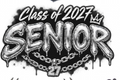 Class of 2027 Senior DTF ready to press iron on transfer for clothing t-shirts and hoodies