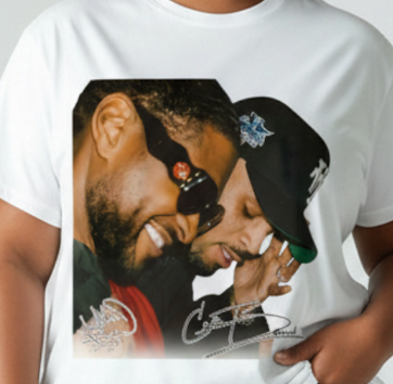 Usher & Chris Brown R&B Tour with Signatures T-shirt concert ready