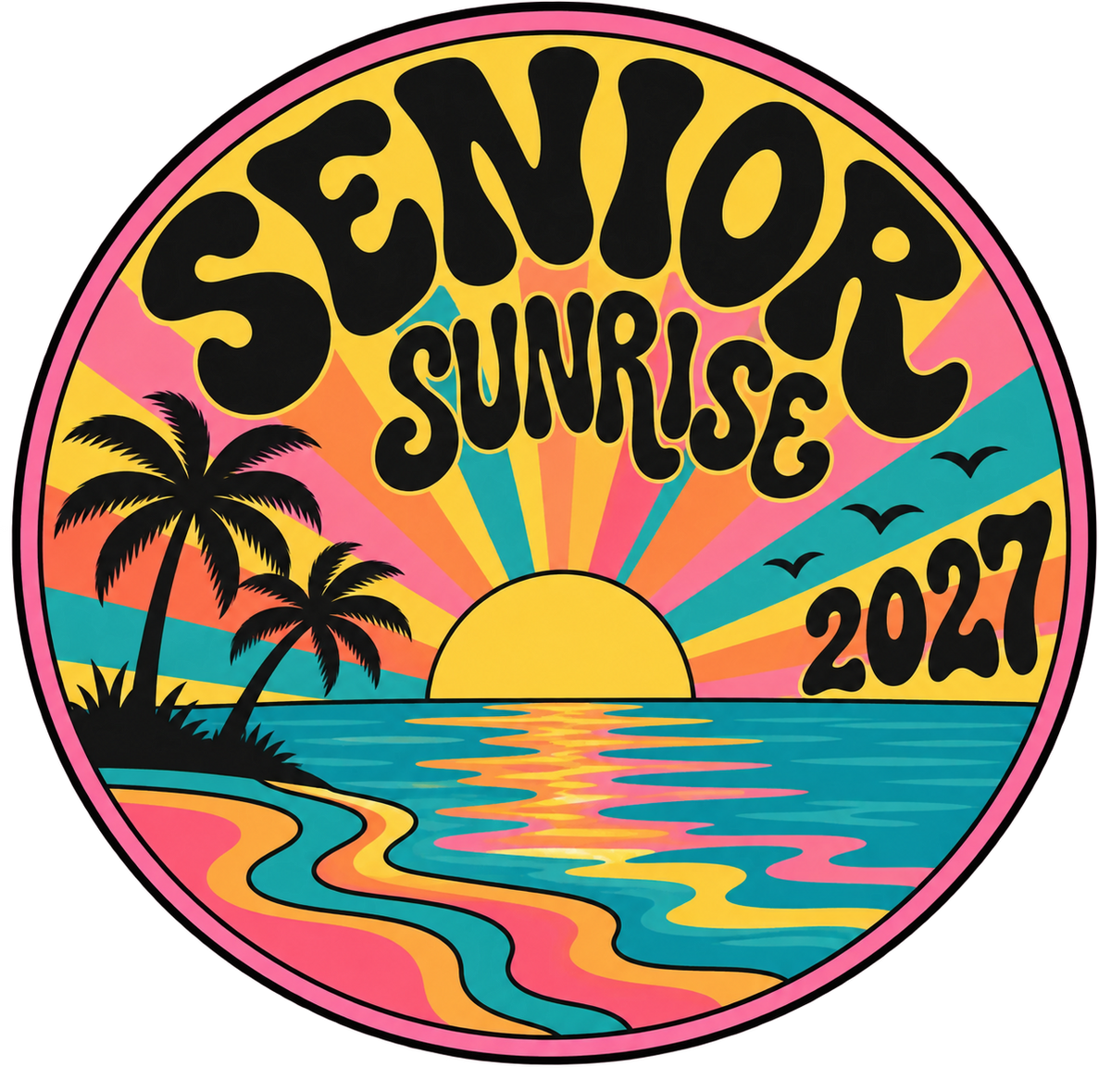Senior Sunrise 27 DTF ready to press iron on transfer for clothing t-shirts and hoodies