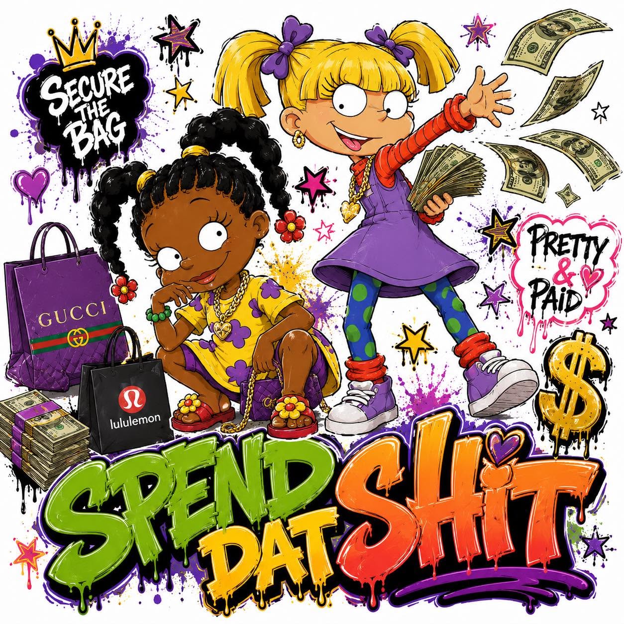 Spend Dat Shit Rugrats DTF ready to press iron on transfer for clothing t-shirts and hoodies